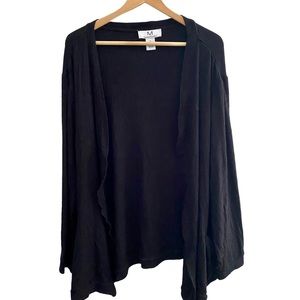 Magashoni Black Ribbed Open Hanging Cardigan Sweater With Pockets Size Large